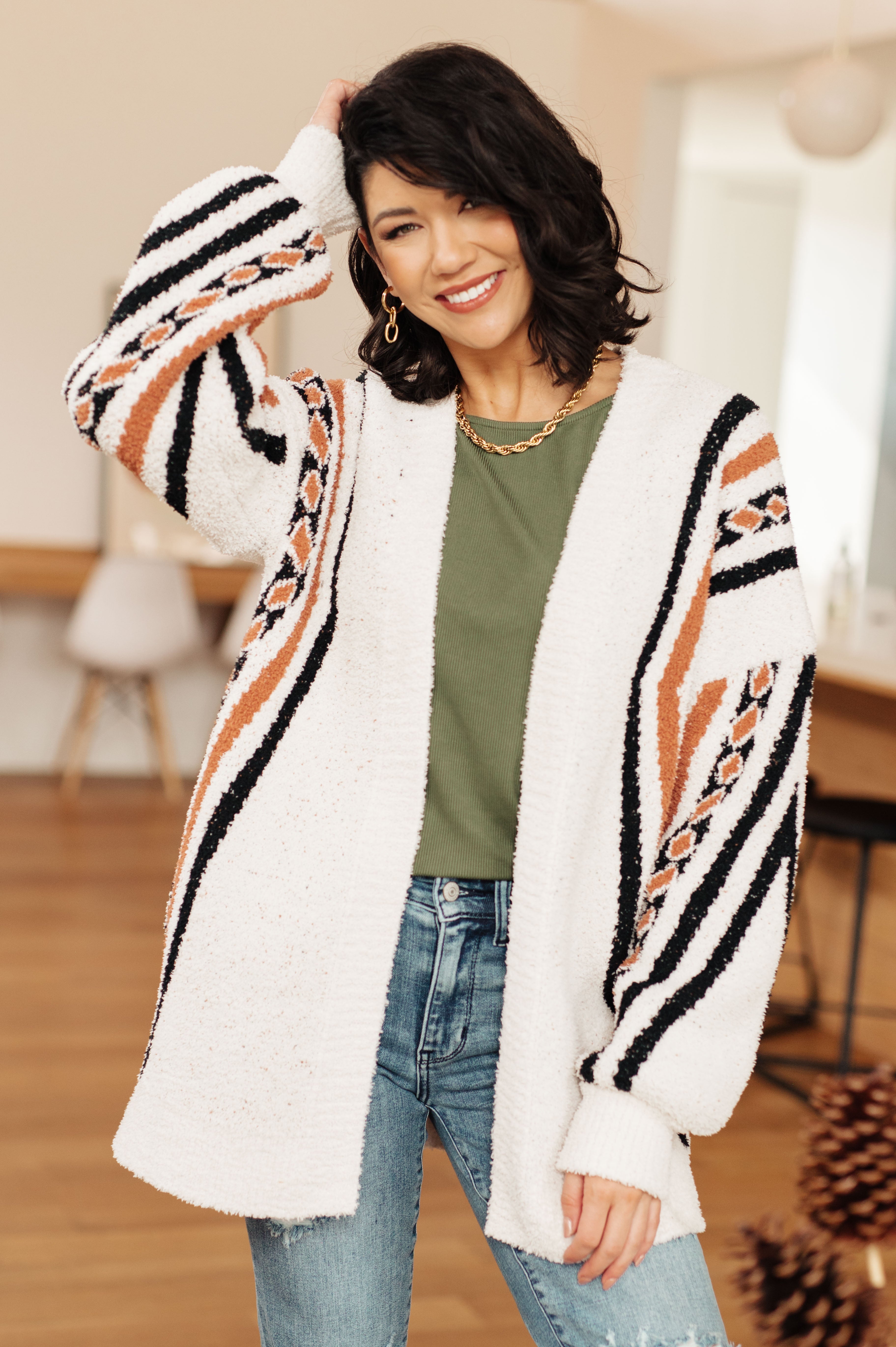 Holding On Aztec Print Cardigan Womens Ave Shops   