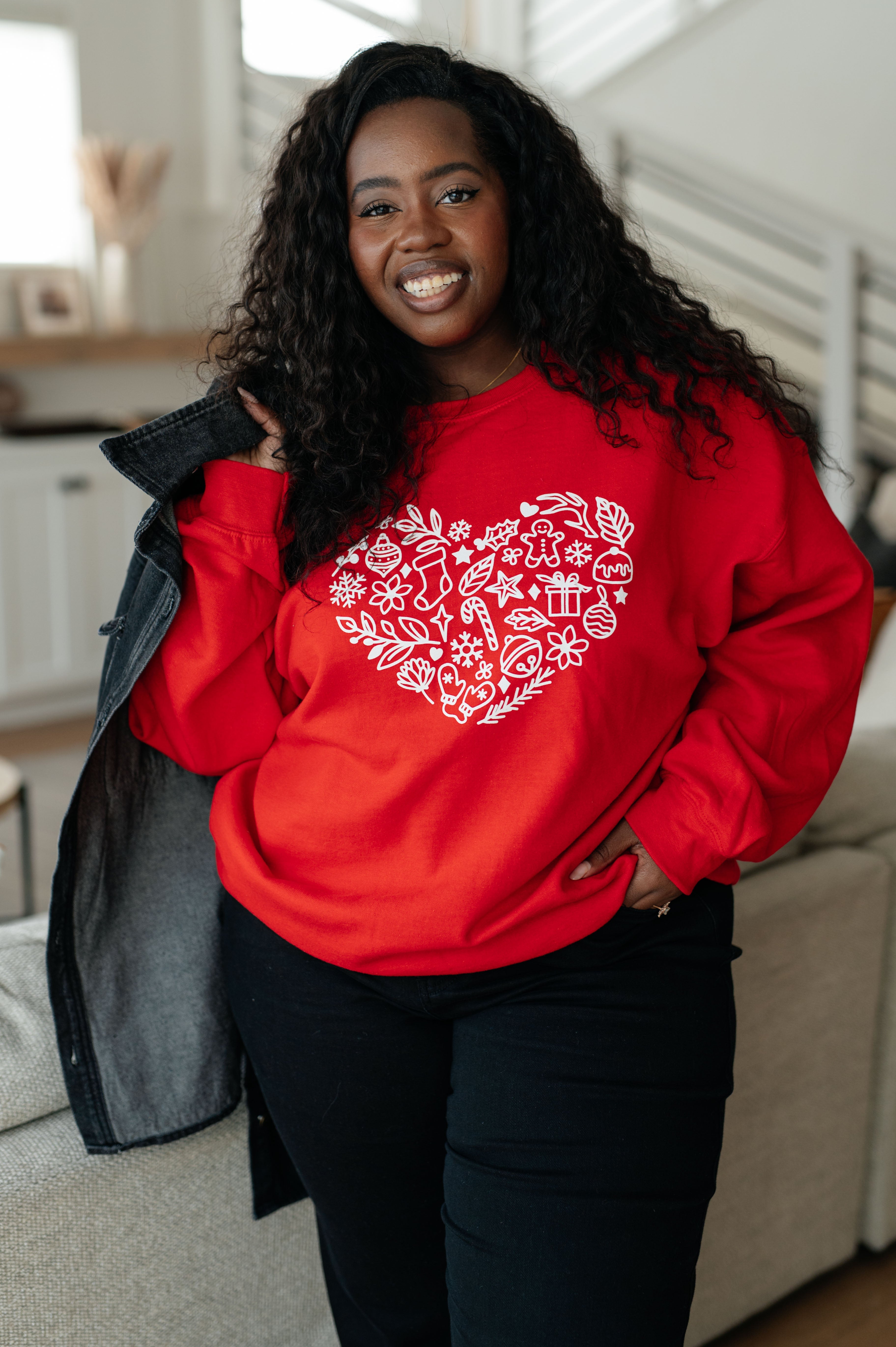 Holiday Heart Sweatshirt Womens Ave Shops   