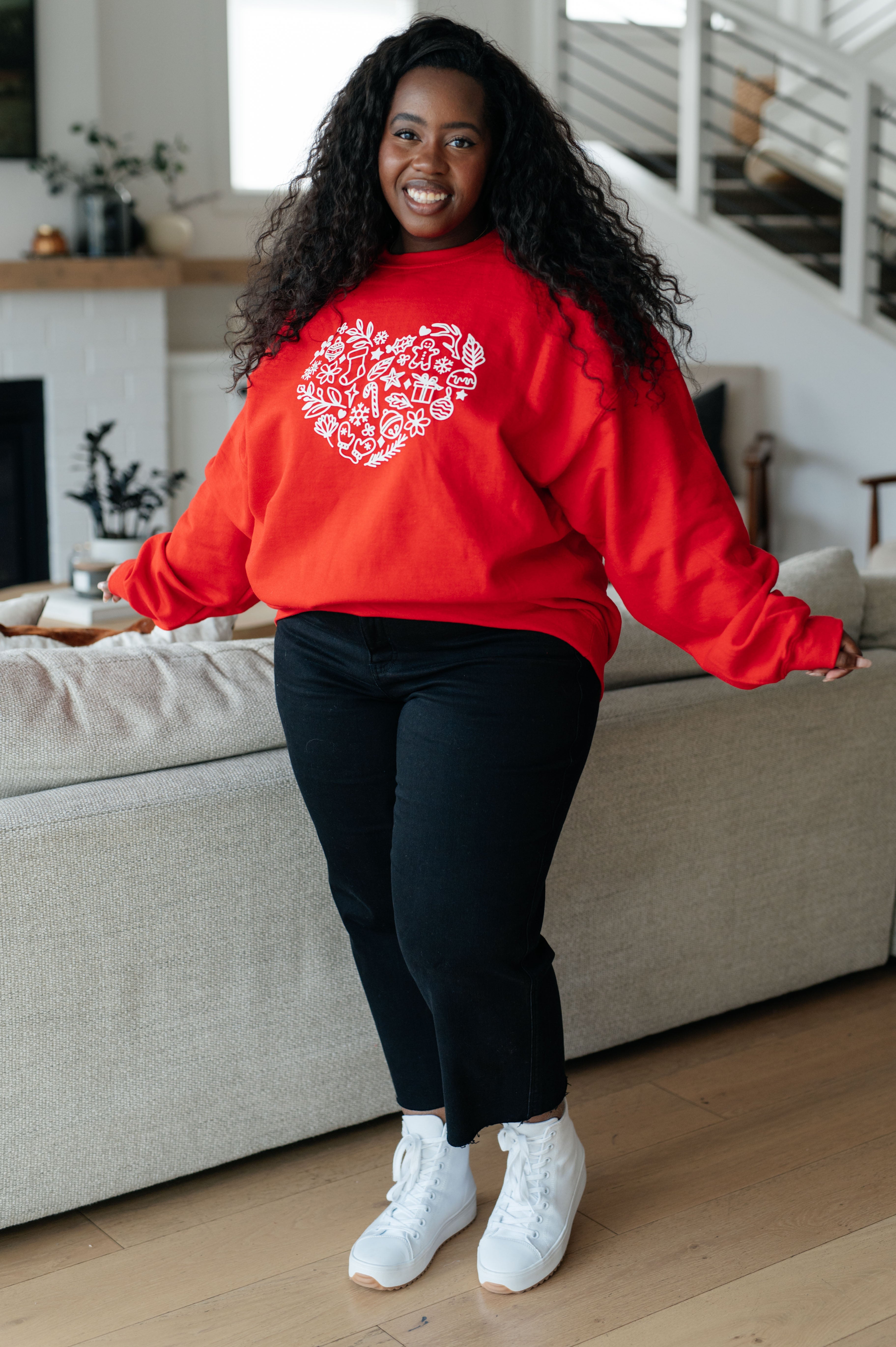 Holiday Heart Sweatshirt Womens Ave Shops   