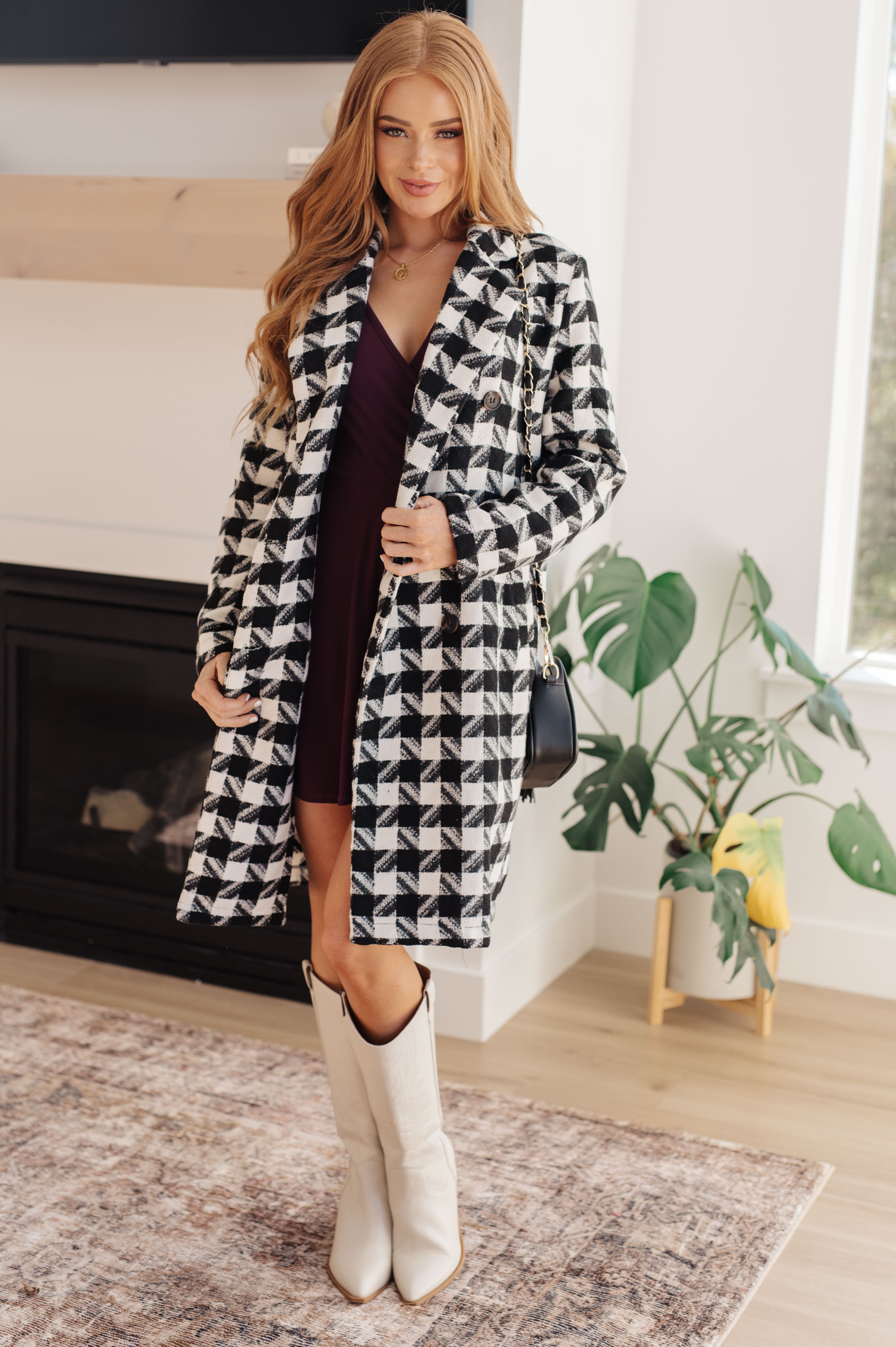 Monochromatic Moment Plaid Coat Womens Ave Shops   