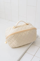 Large Capacity Quilted Makeup Bag in Cream Home & Decor Ave Shops   