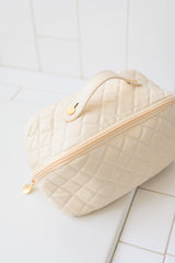 Large Capacity Quilted Makeup Bag in Cream Home & Decor Ave Shops   