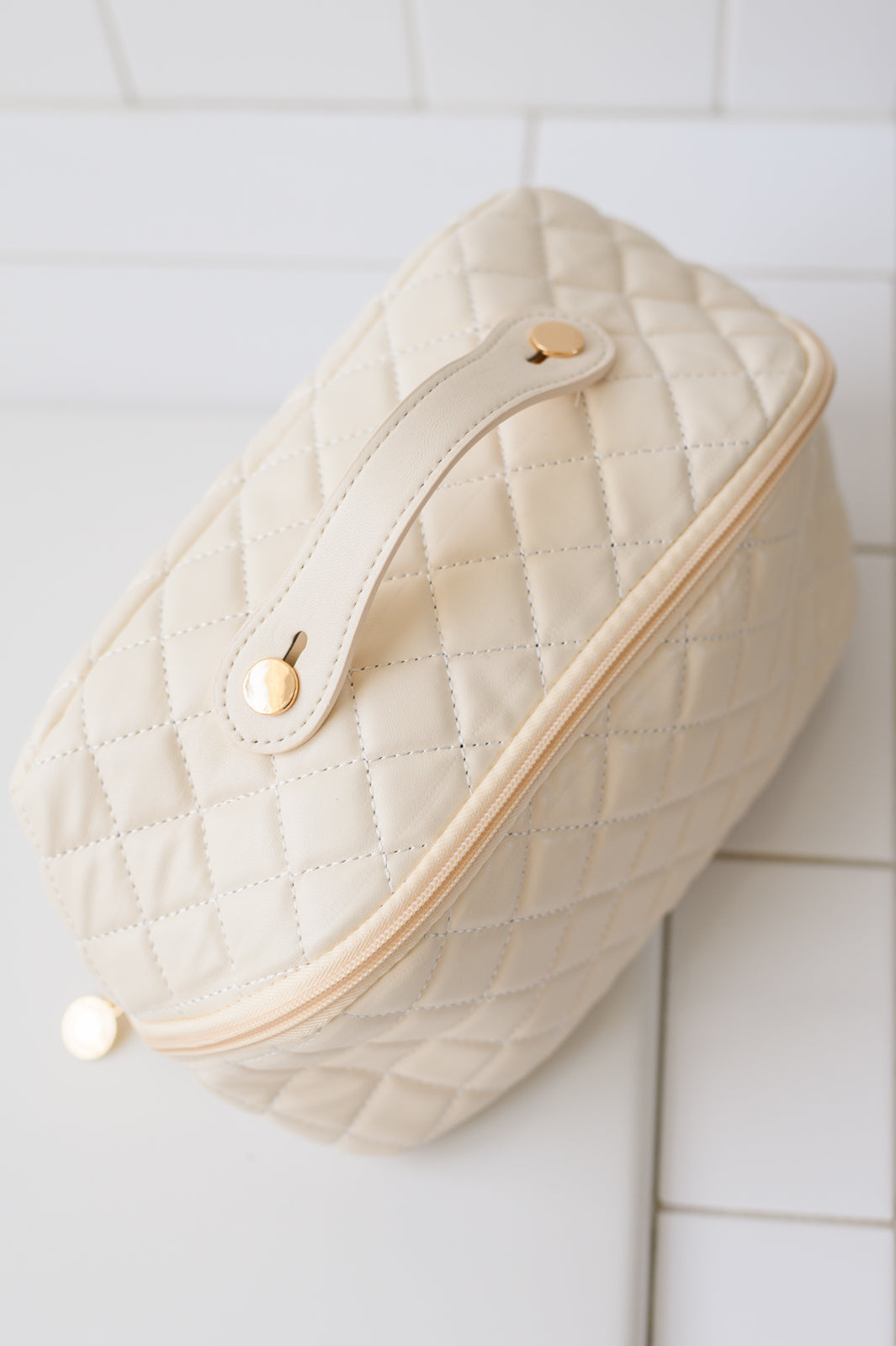 Large Capacity Quilted Makeup Bag in Cream Home & Decor Ave Shops   