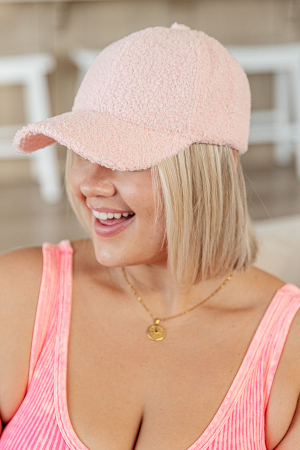 Lyla Sherpa Ball Cap in Pink Womens Ave Shops   