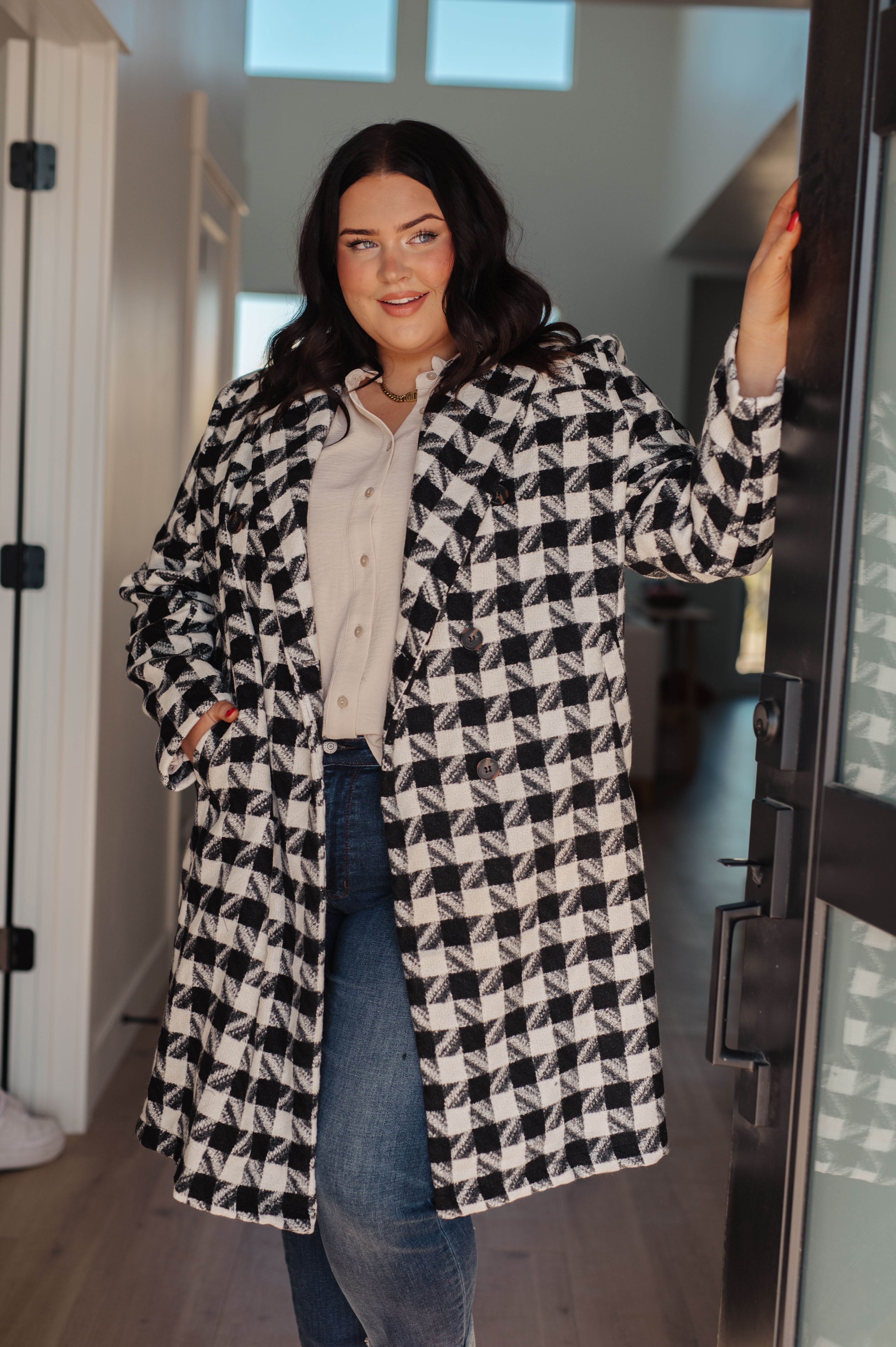 Monochromatic Moment Plaid Coat Womens Ave Shops   