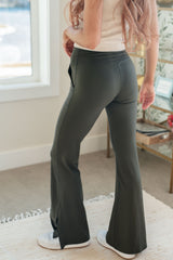 On the Move V Front Flare Leggings in Olive Womens Ave Shops   