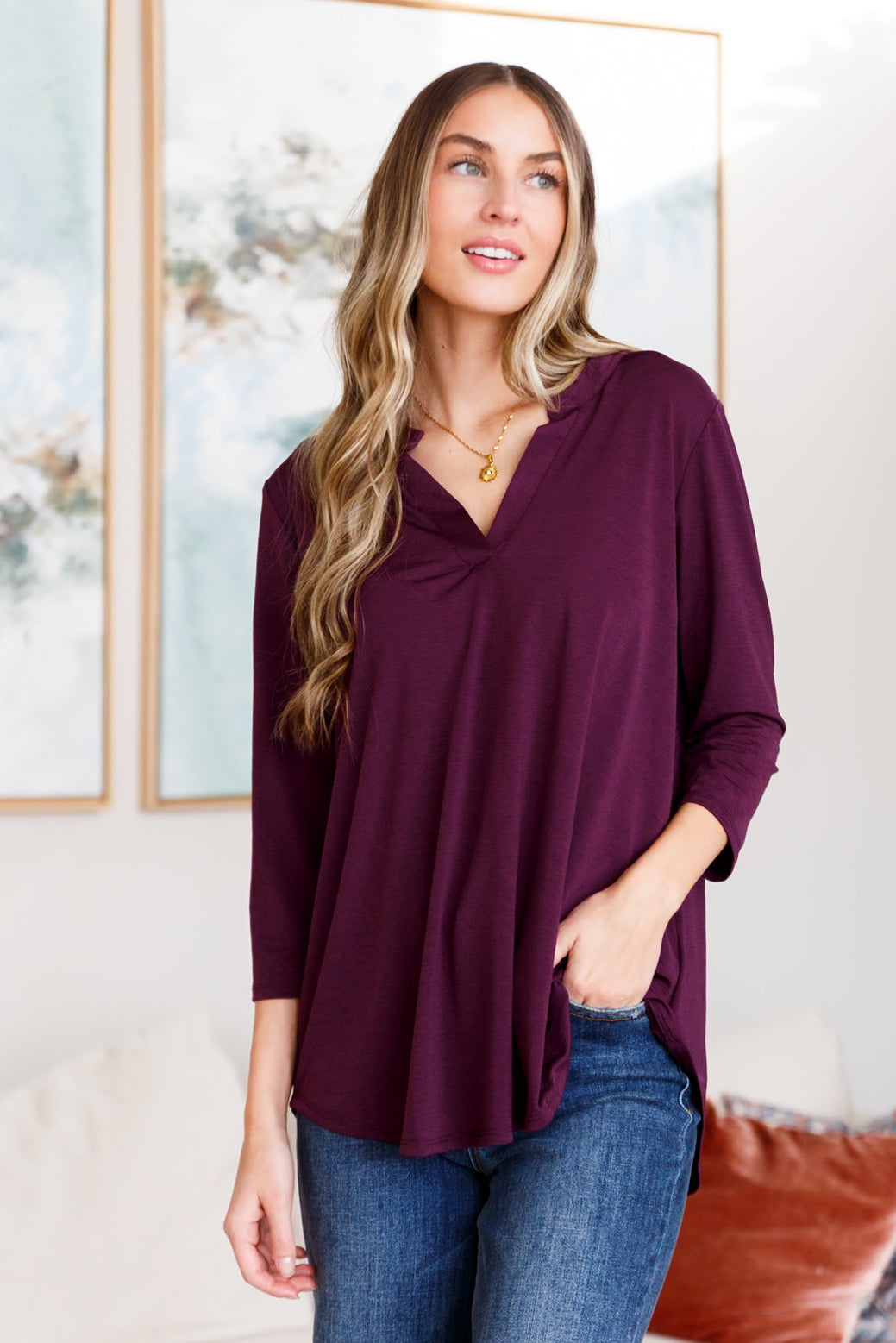 So Outstanding Top in Dark Magenta Tops Ave Shops   