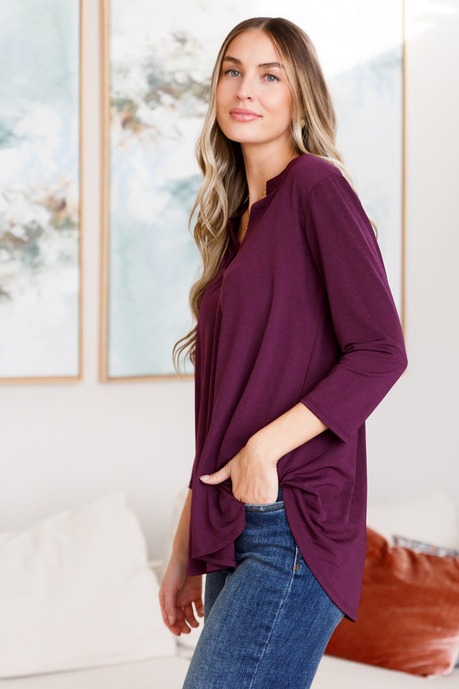 So Outstanding Top in Dark Magenta Tops Ave Shops   