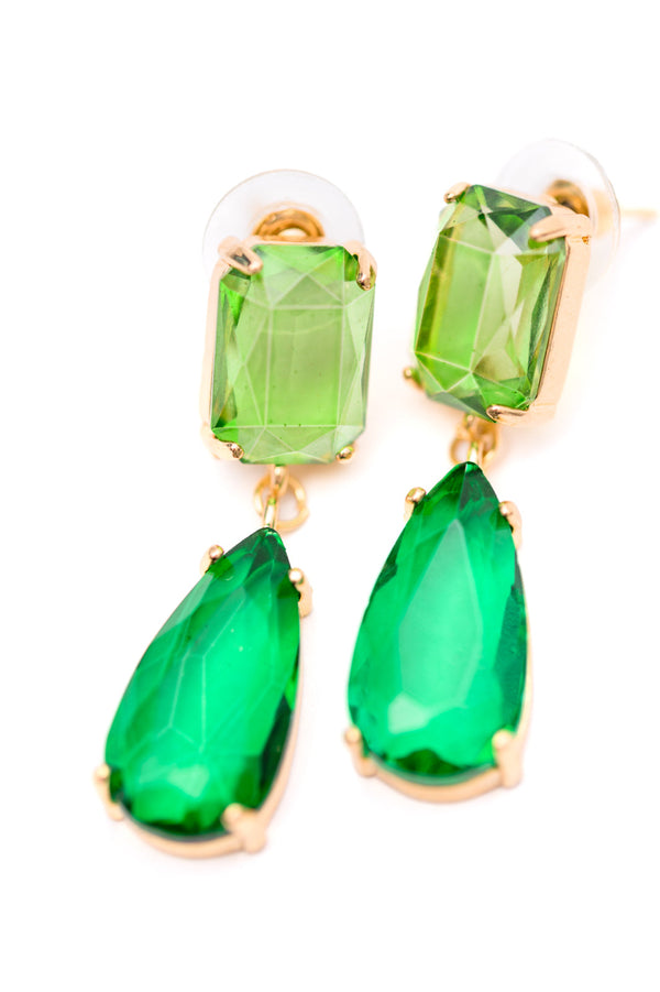 Sparkly Spirit Drop Crystal Earrings in Green Womens Ave Shops   