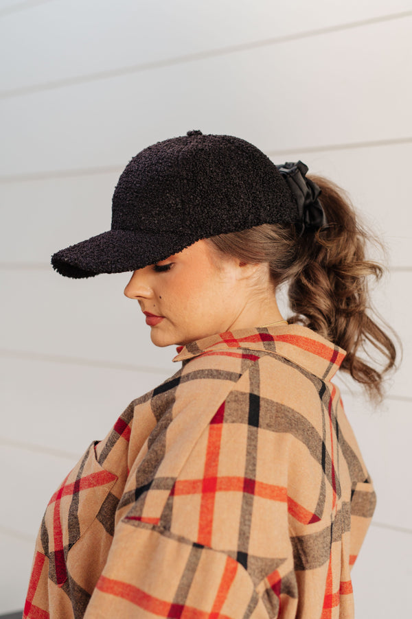 Lyla Sherpa Ball Cap in Black Womens Ave Shops   