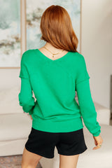 Very Understandable V-Neck Sweater in Green Tops Ave Shops   