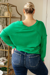 Very Understandable V-Neck Sweater in Green Tops Ave Shops   