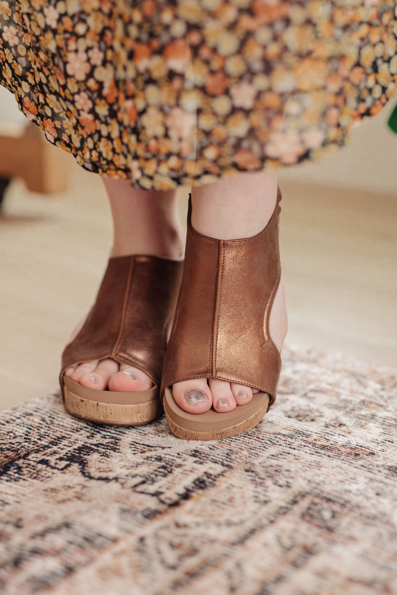 Walk This Way Wedge Sandals in Antique Bronze Starfall Style