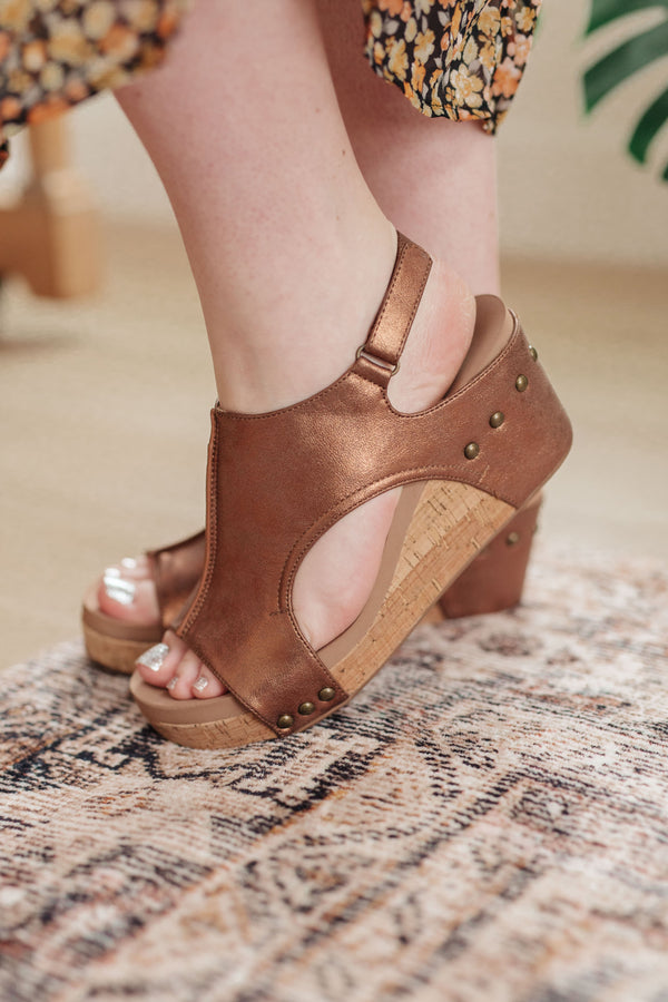 Walk This Way Wedge Sandals in Antique Bronze Womens Ave Shops   