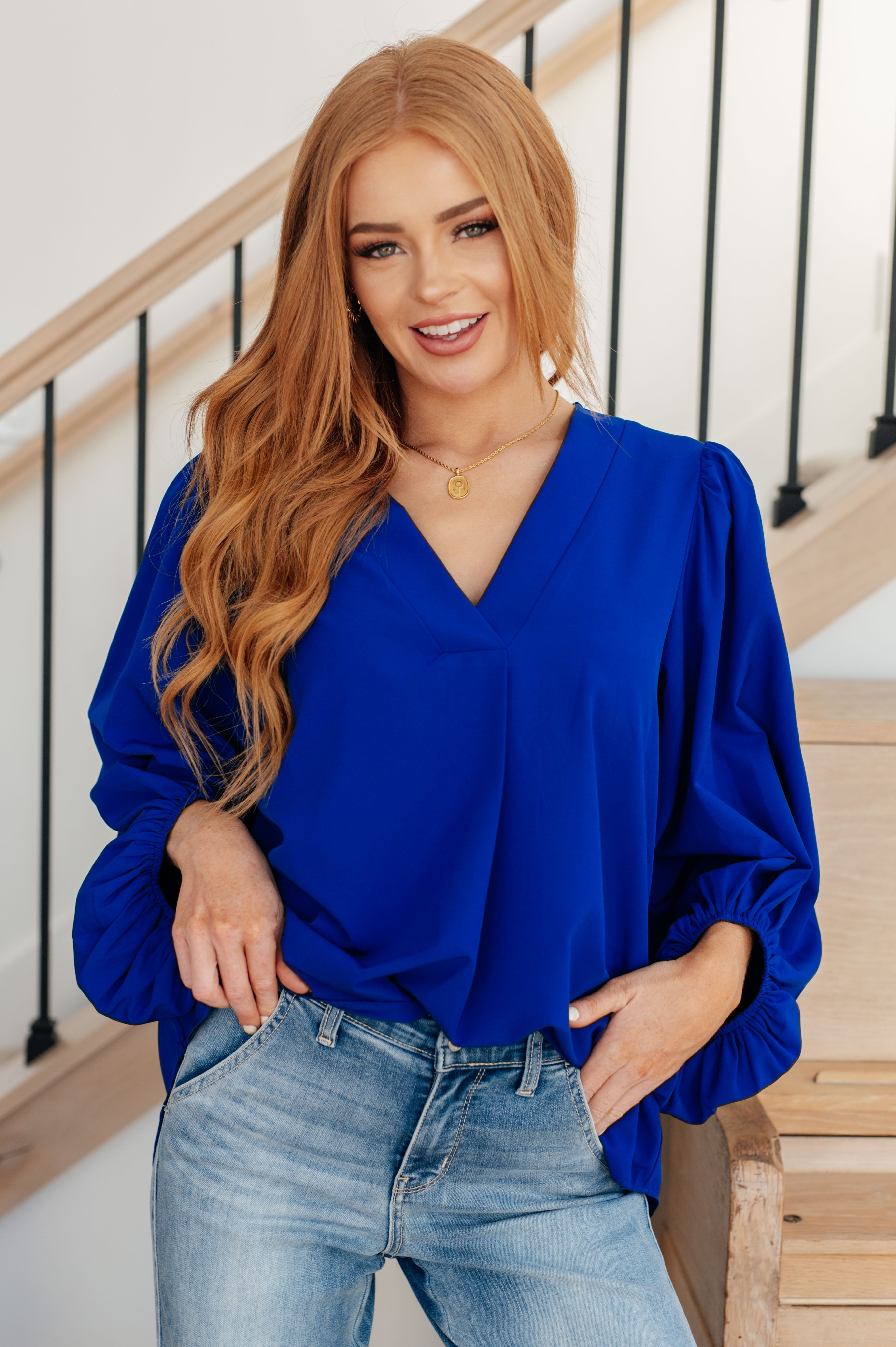 What Do You Say Balloon Sleeve Blouse Womens Ave Shops   