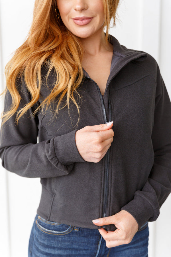 Where Are You Zip Up Jacket in Black Womens Ave Shops   