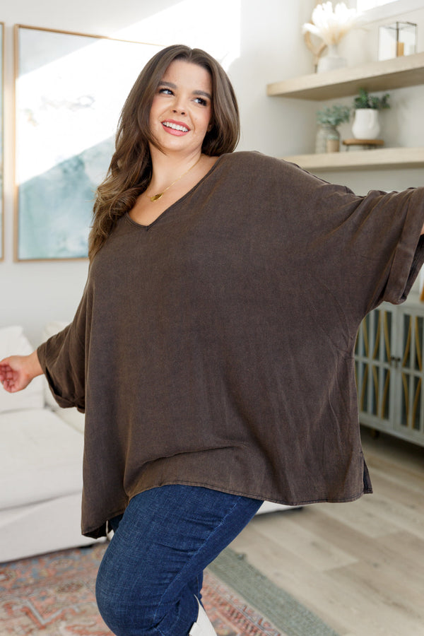 Wishy Washy Mineral Washed Oversized Top Womens Ave Shops   