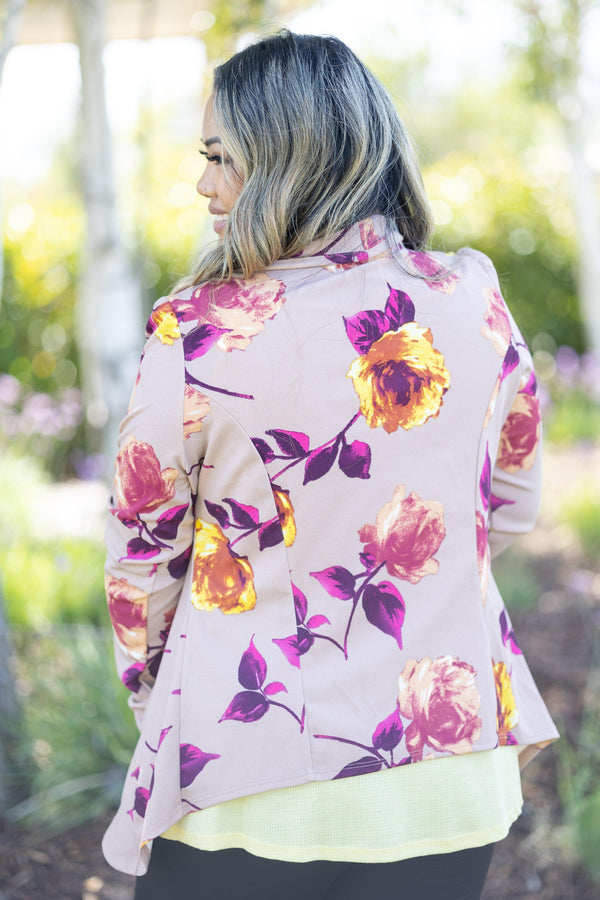 Blazer of Glory - Taupe Floral Giftmas Boutique Simplified   