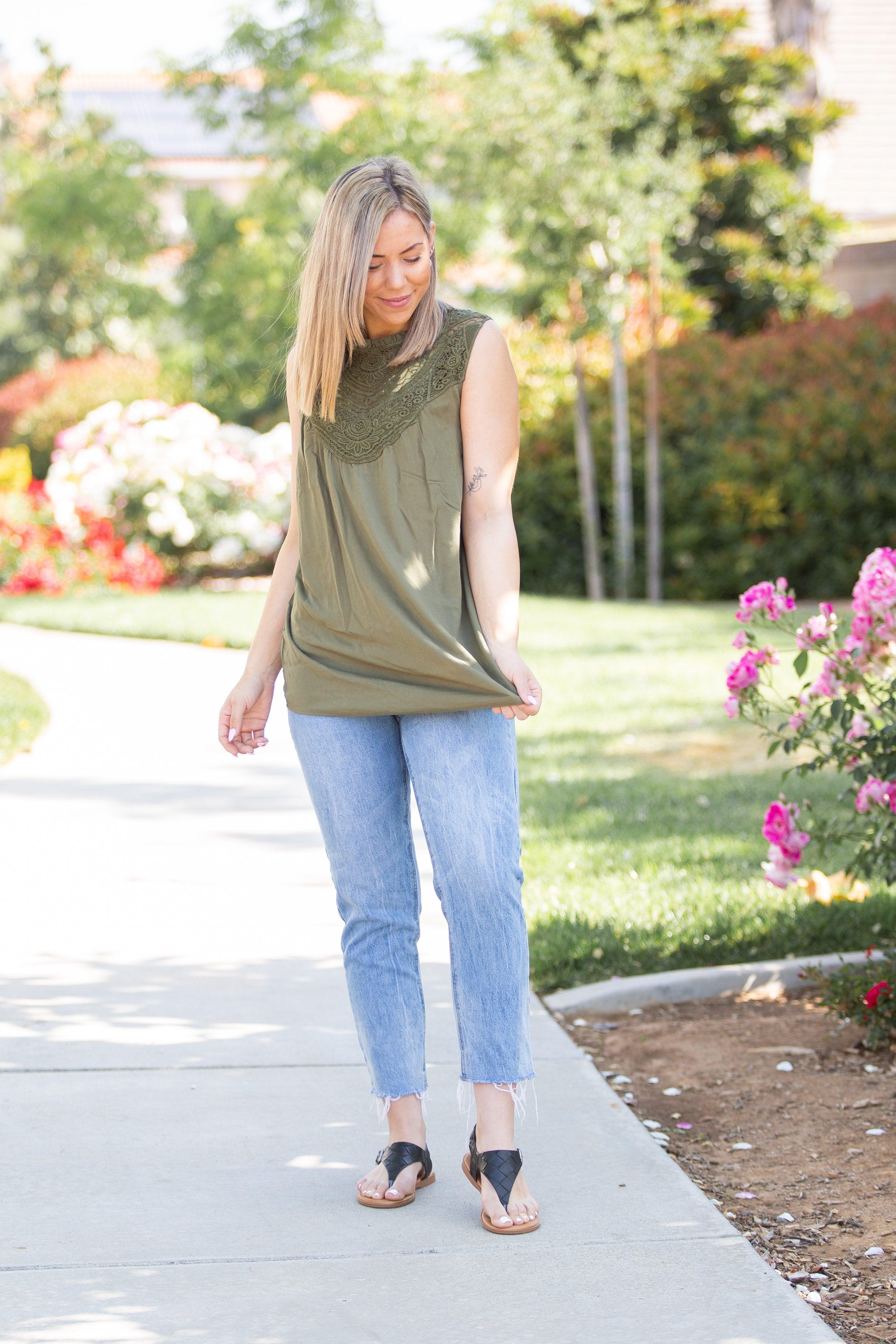 Boho Charm Sleeveless Top in Olive Giftmas Boutique Simplified   