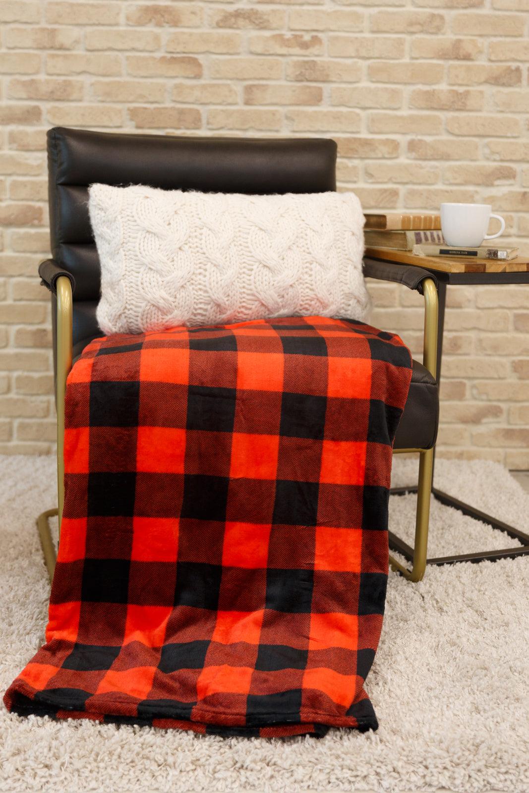 Buffalo Plaid Blanket In Red & Black Womens Ave Shops   