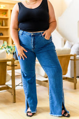 Caitlin High Rise Split Hem Straight Jeans Womens Ave Shops   