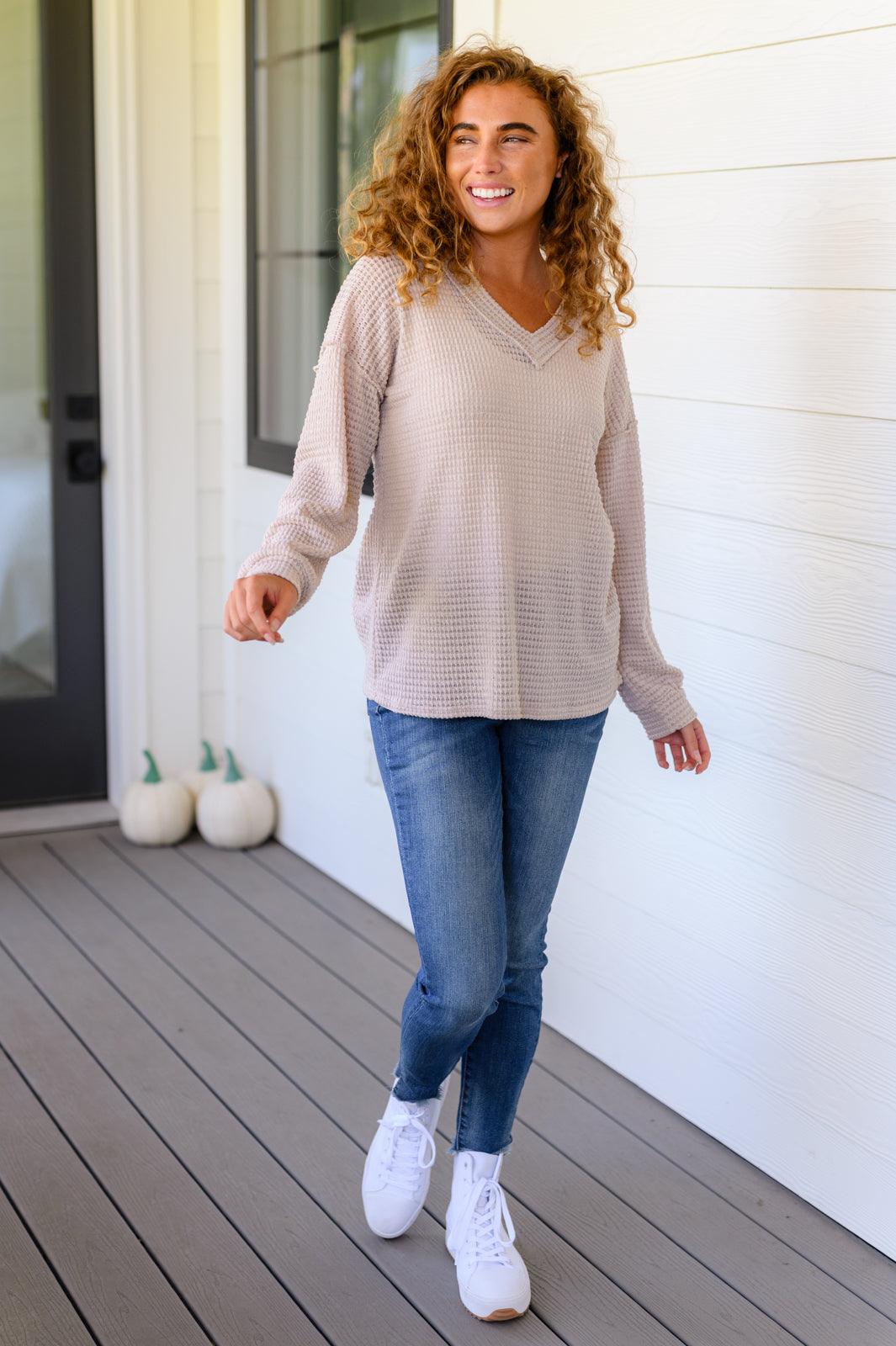 Calm In The Chaos V-Neck Sweater Womens Ave Shops   