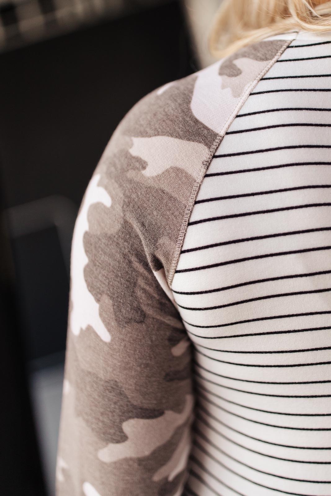 Camo & Stripes Raglan Top Womens Ave Shops   