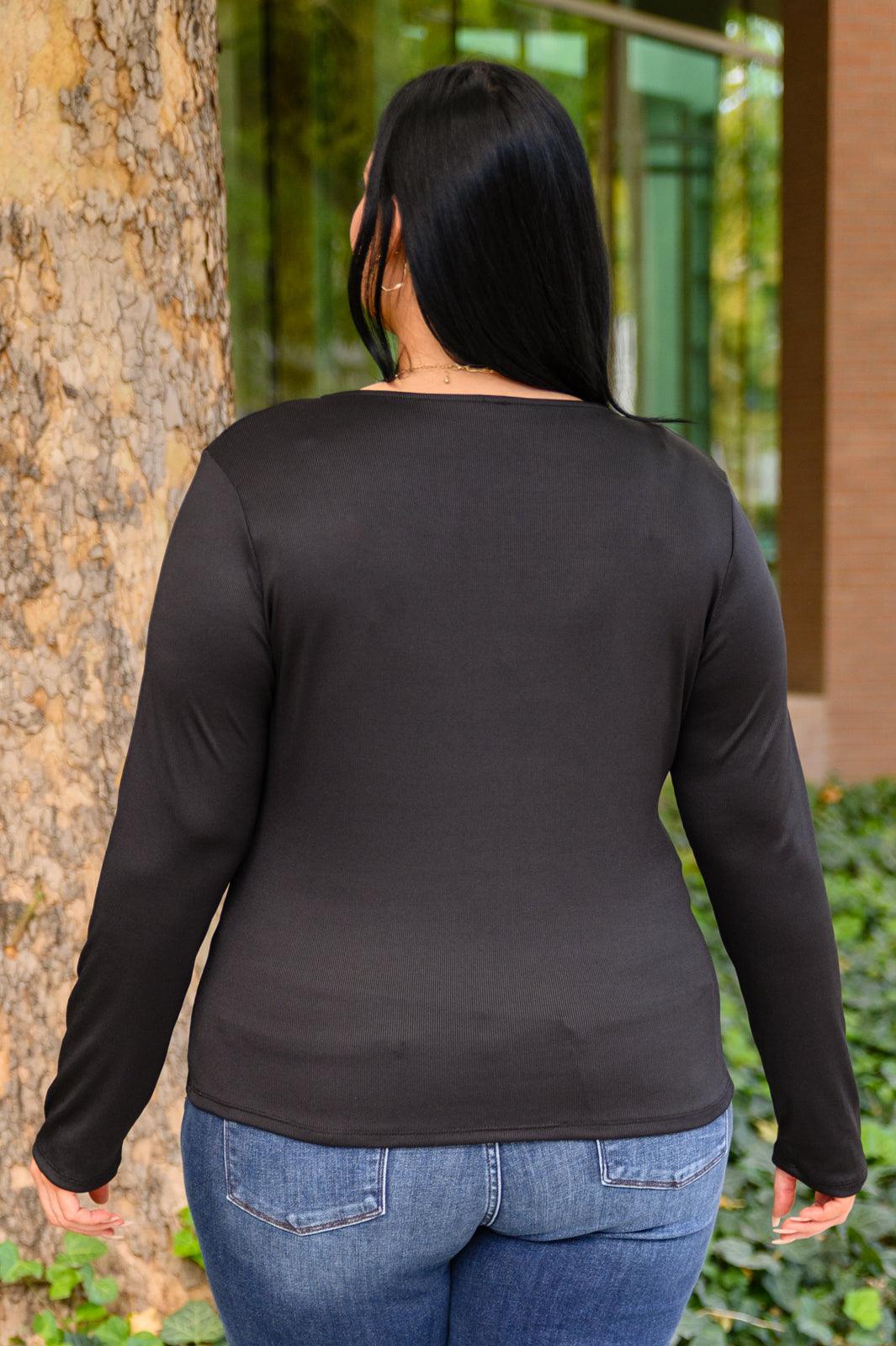 Can You Believe It Basic Long Sleeve Top In Black Womens Ave Shops   