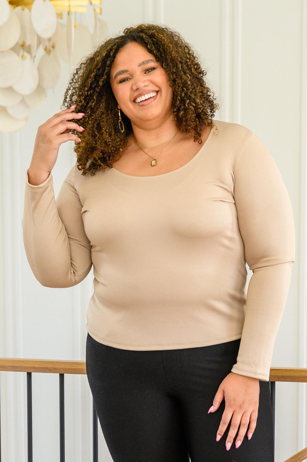 Can You Believe It Basic Long Sleeve Top In Sand Womens Ave Shops   