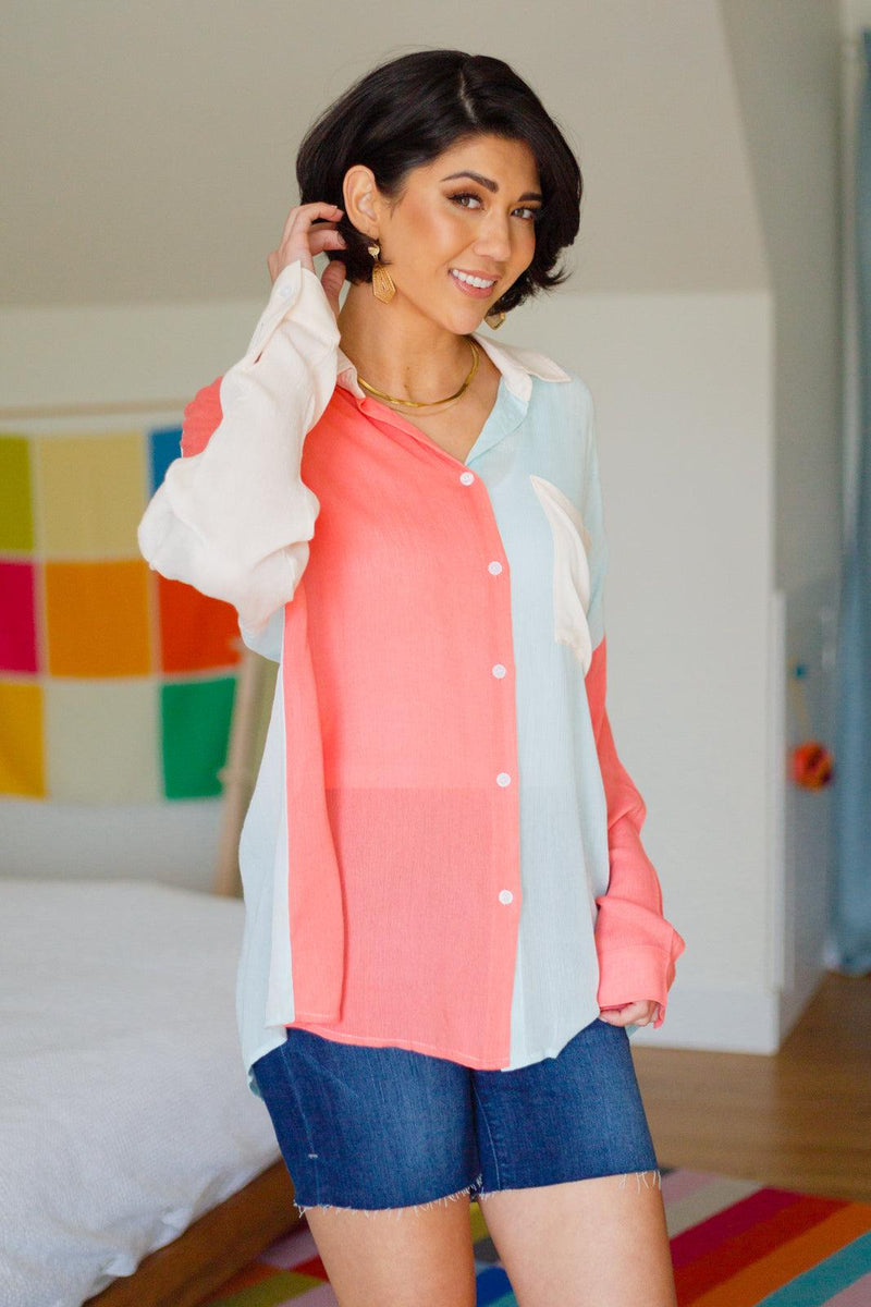 Capture The Day Two Toned Button Up Womens Ave Shops   