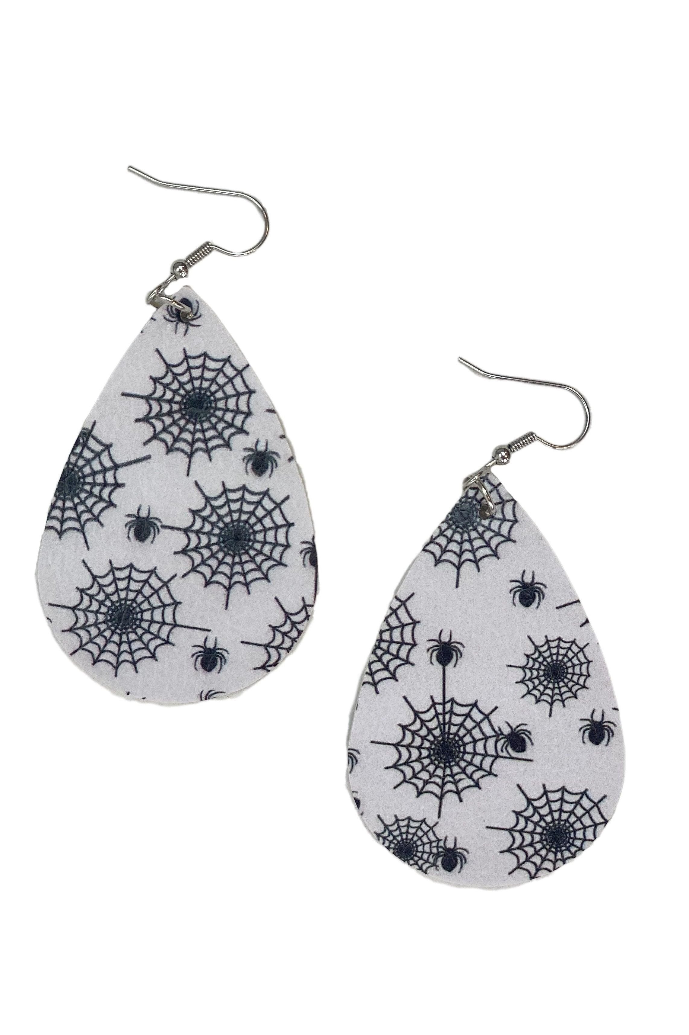 Caught In Your Web Teardrop Leather Earrings  Boutique Simplified   