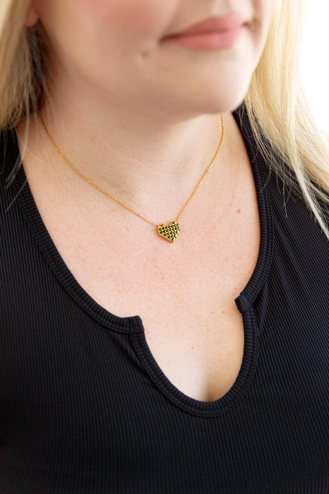 Checkered Heart Necklace Womens Ave Shops   