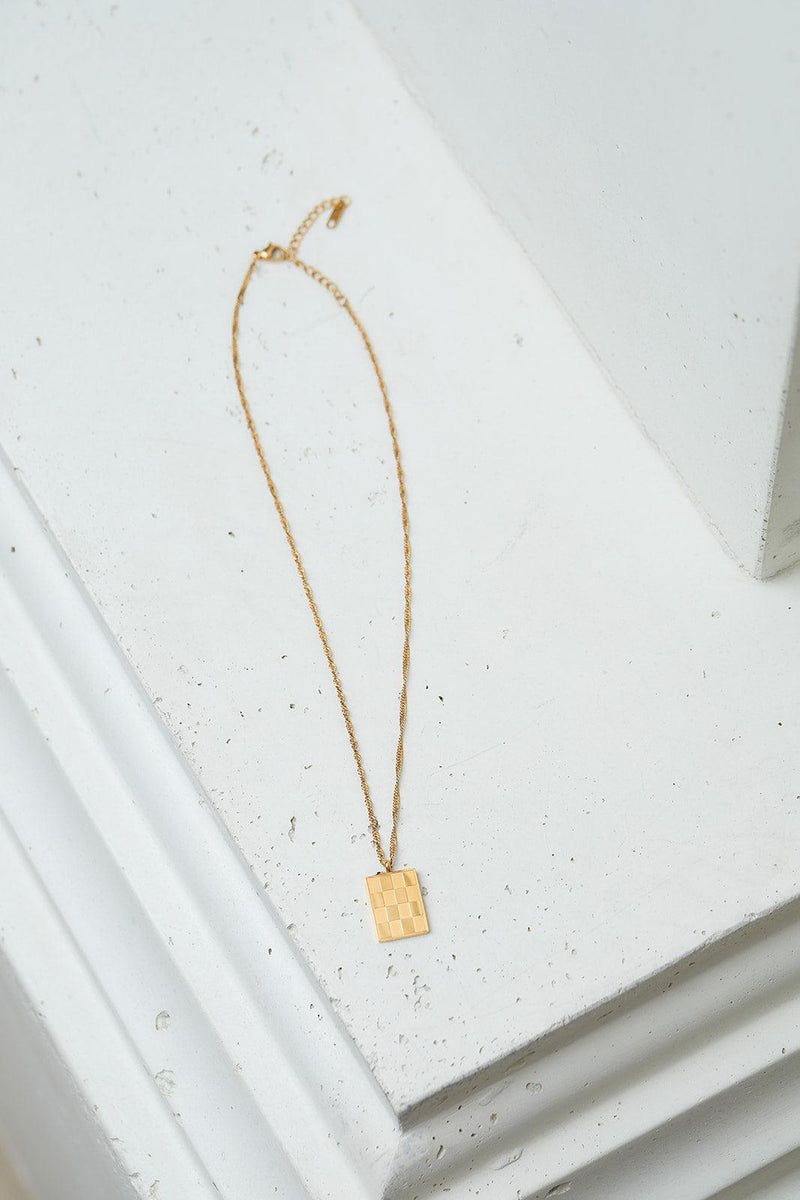 Checkered Pendant Necklace Womens Ave Shops   