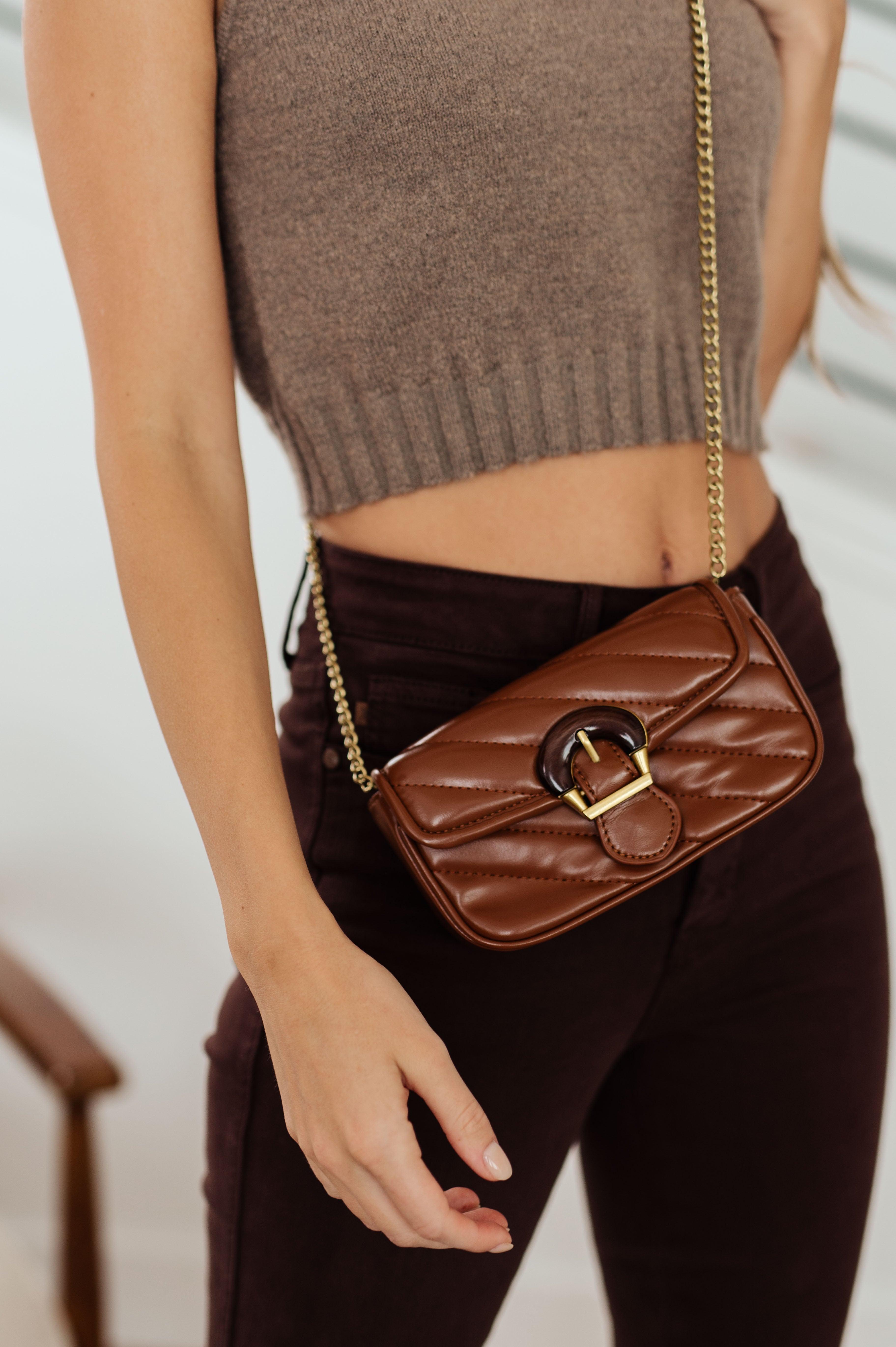 Classic Beauty Quilted Clutch in Brown Womens Ave Shops   