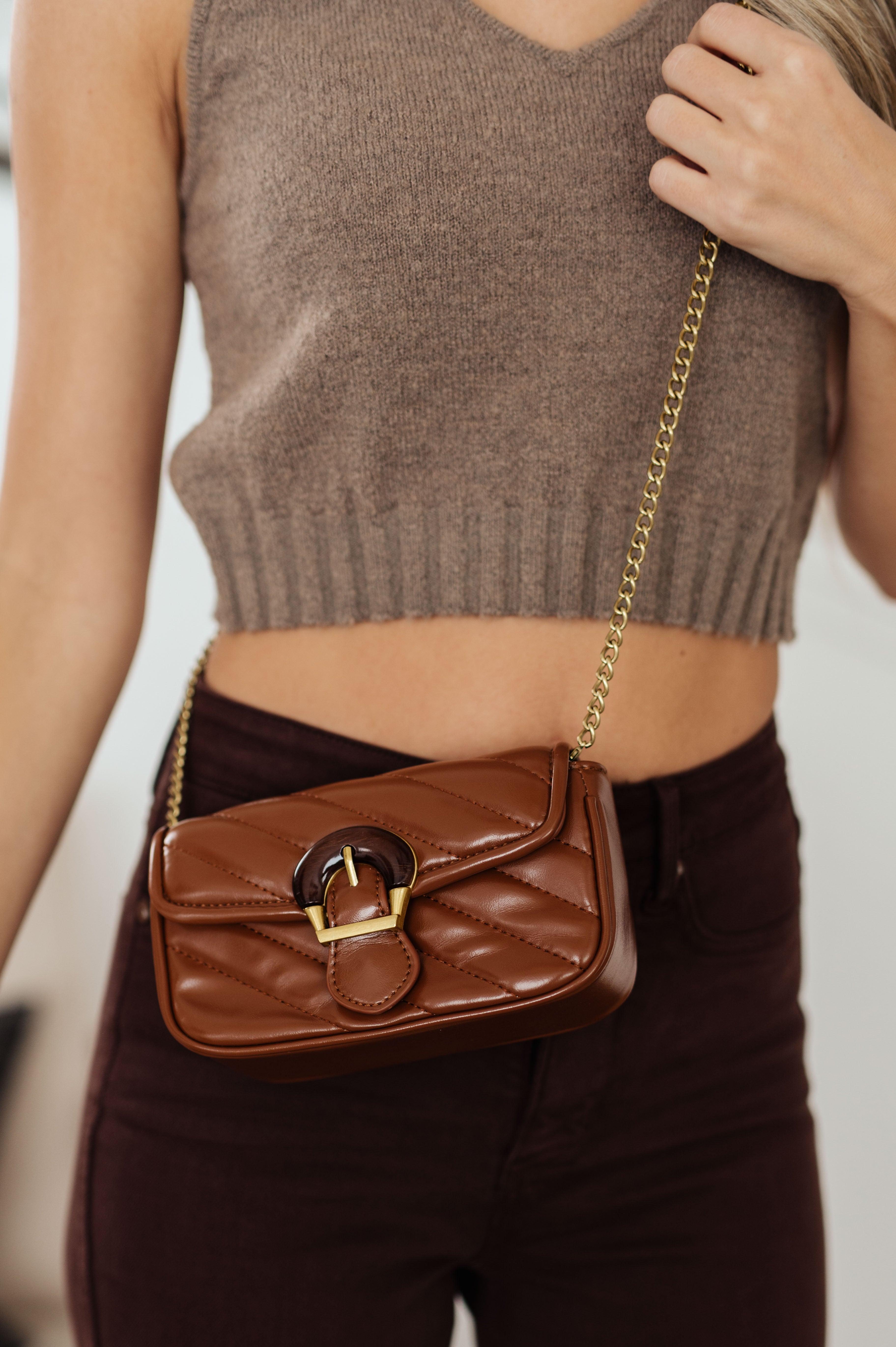 Classic Beauty Quilted Clutch in Brown Womens Ave Shops   