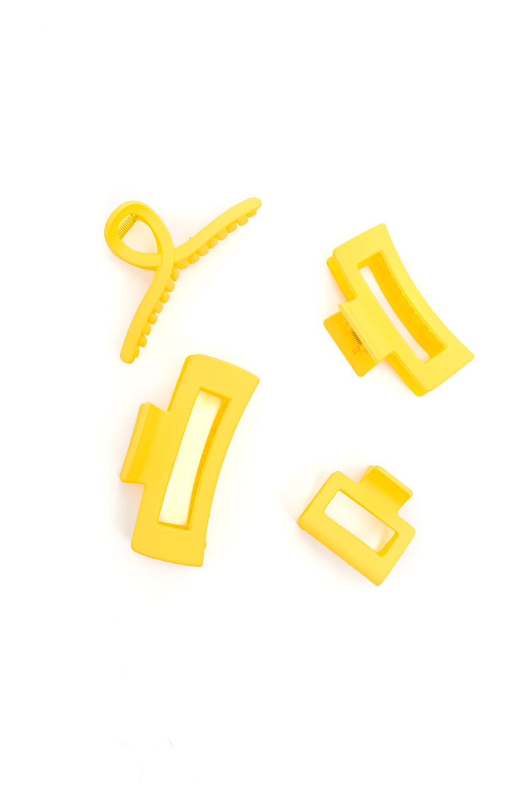 Claw Clip Set of 4 in Lemon Womens Ave Shops   