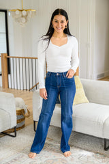 Daria Front Seam Wide Leg Trouser Jeans - Judy Blue Womens Ave Shops   