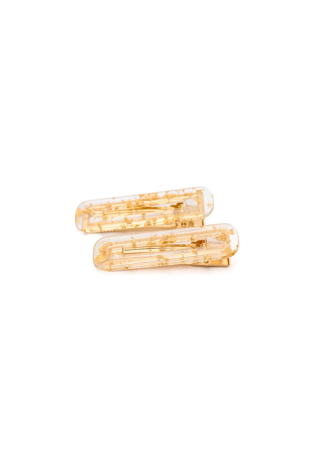 Double Trouble 2 Pack Hair Clip in Gold Leaf Womens Ave Shops   