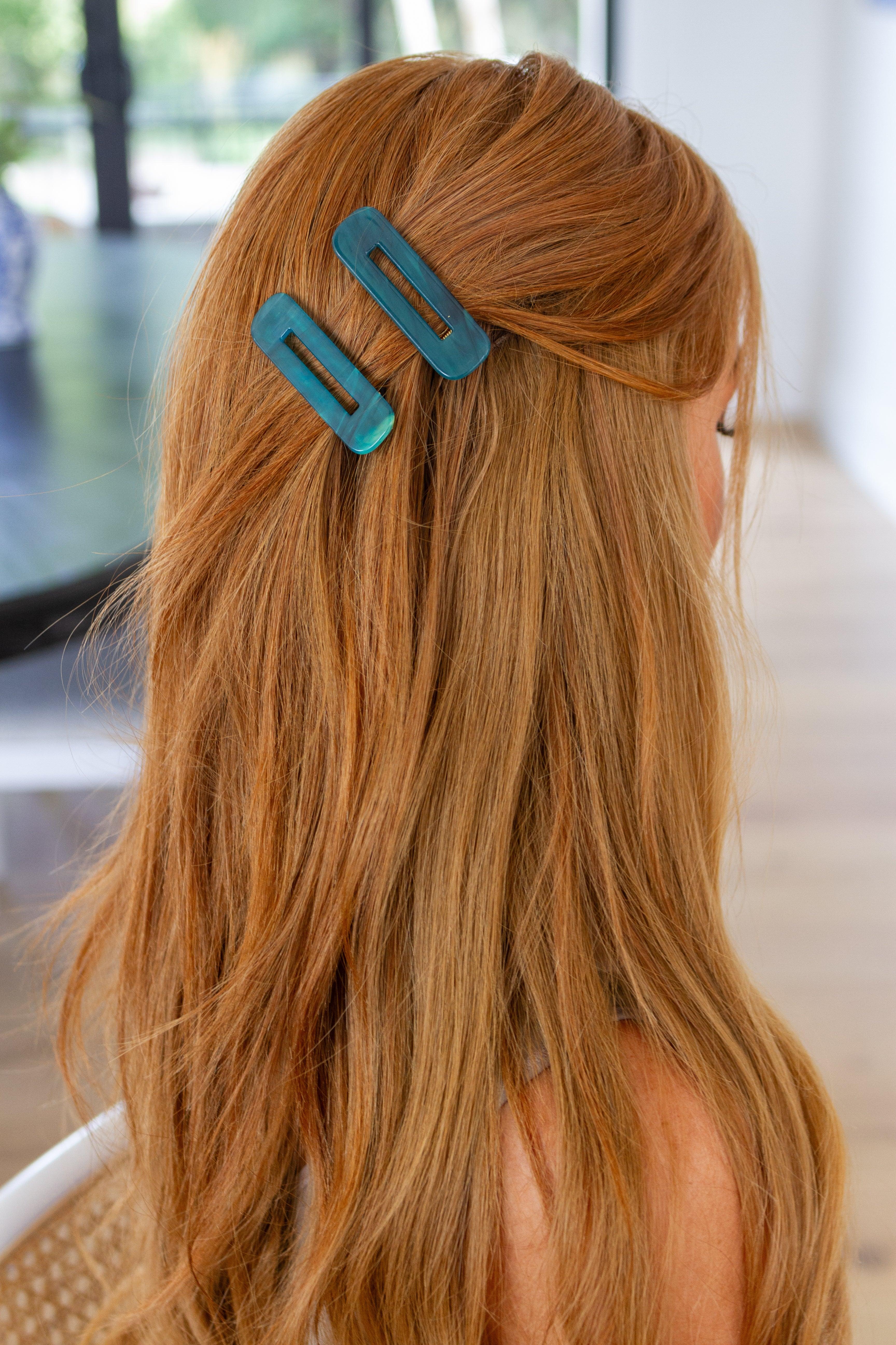 Double Trouble 2 Pack Hair Clip in Sea Blue Womens Ave Shops   