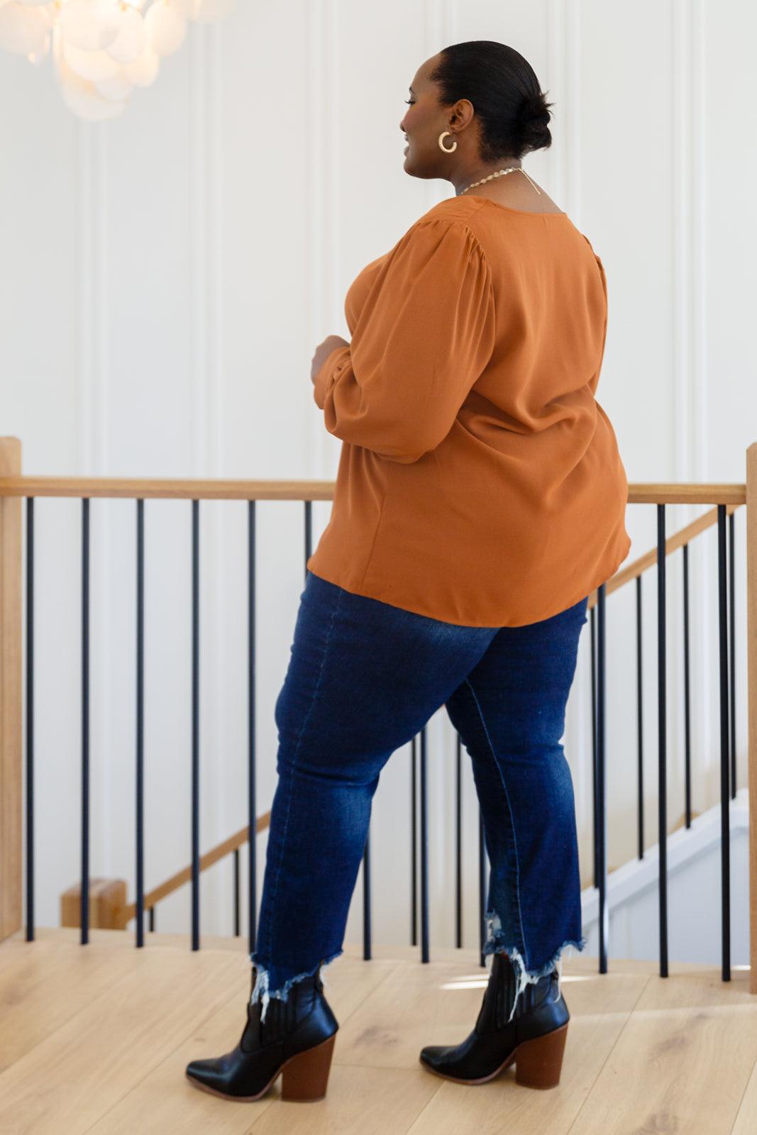 Enjoy This Moment V Neck Blouse In Toffee Womens Ave Shops   