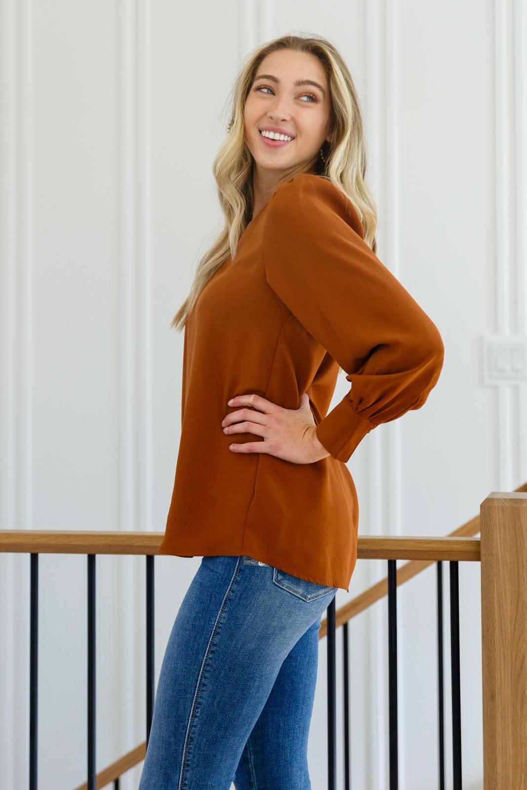 Enjoy This Moment V Neck Blouse In Toffee Womens Ave Shops   