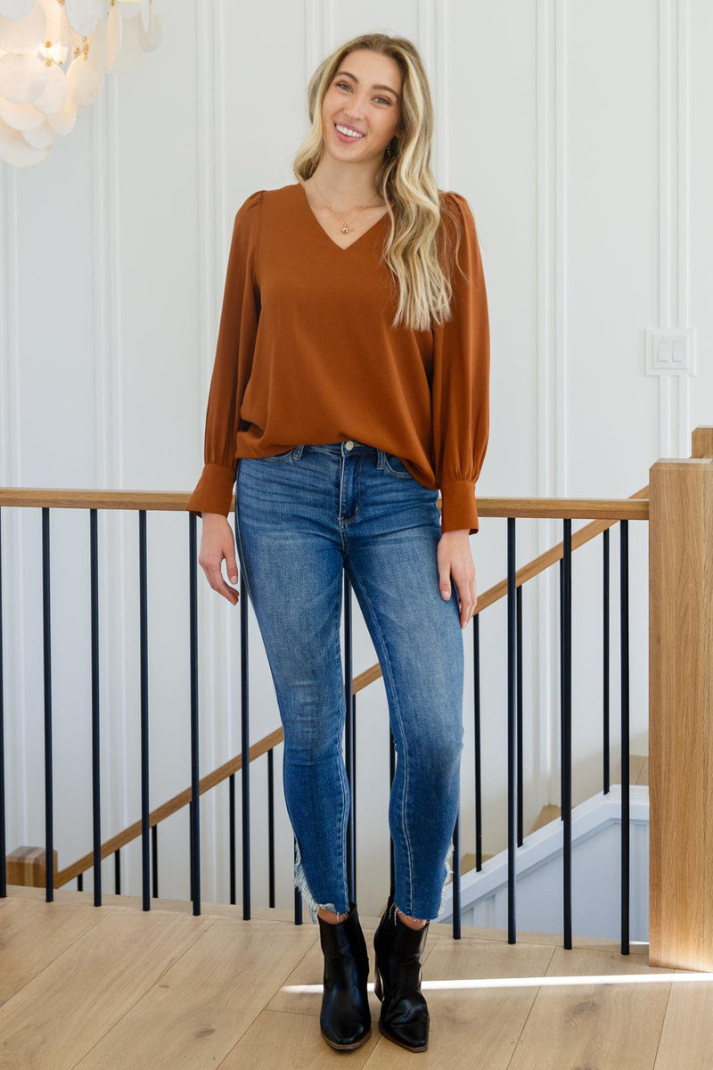 Enjoy This Moment V Neck Blouse In Toffee Womens Ave Shops   