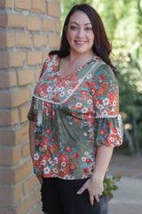 Fall Picnic 3/4 Sleeve Top Giftmas Boutique Simplified   