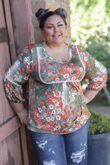 Fall Picnic 3/4 Sleeve Top Giftmas Boutique Simplified   