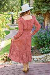 First Kiss Long Sleeve Maxi Dress In Rust Womens Ave Shops   