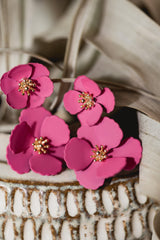 Fuchsia Floral Drop Earrings  Boutique Simplified   