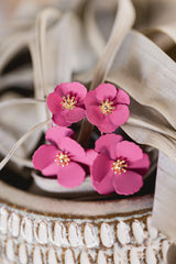 Fuchsia Floral Drop Earrings  Boutique Simplified   