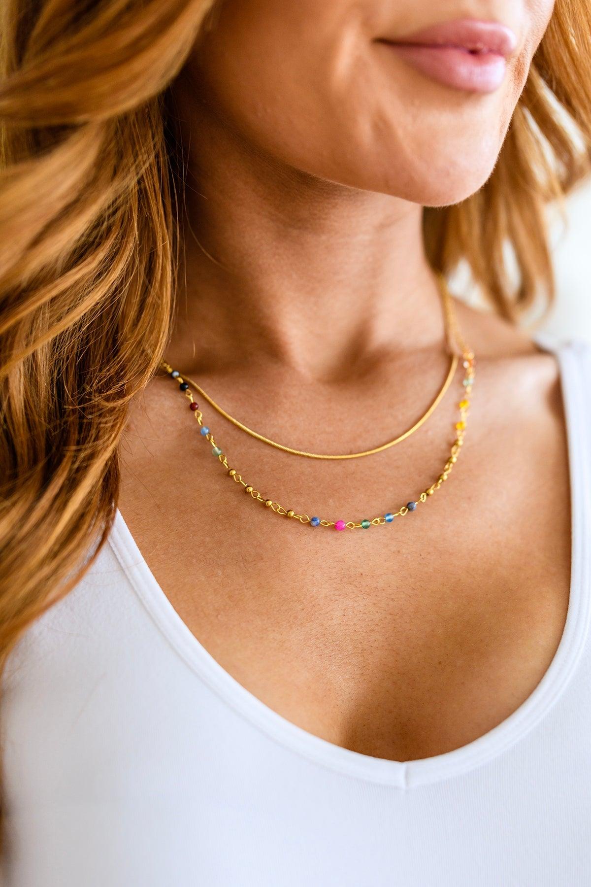 Golden Kaleidoscope Layered Necklace Womens Ave Shops   