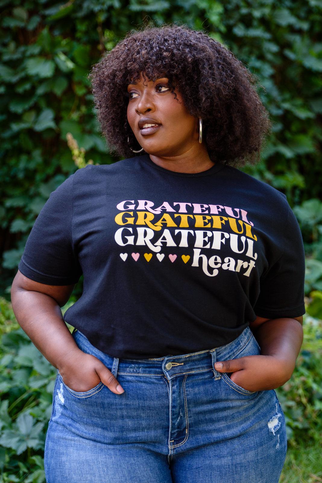 Grateful Heart Graphic Tee In Black Womens Ave Shops   