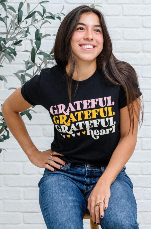 Grateful Heart Graphic Tee In Black Womens Ave Shops   